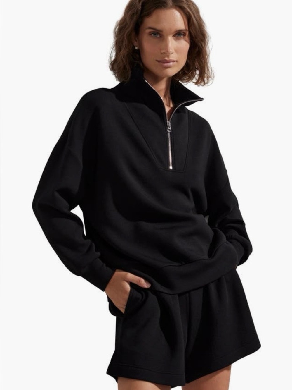 Varley Black Half -Zip Pullover Sweatshirt XS NWT